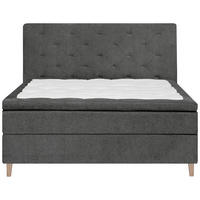 BOXSPRINGBETT 180/200 cm  in Anthrazit  - Eichefarben/Anthrazit, Konventionell, Holz/Textil (180/200cm) - Welnova