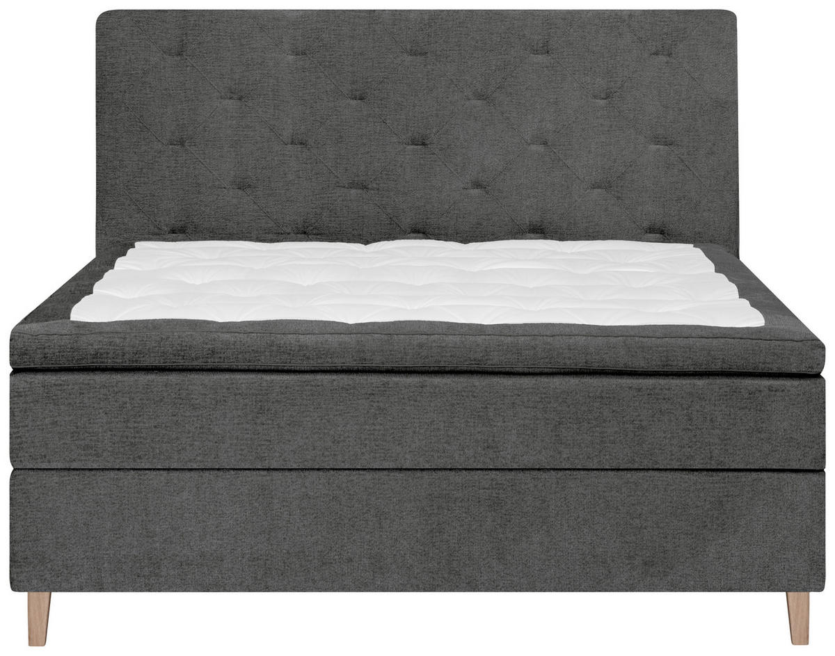 BOXSPRINGBETT 120/200 cm  in Anthrazit  - Eichefarben/Anthrazit, Konventionell, Holz/Textil (120/200cm) - Welnova