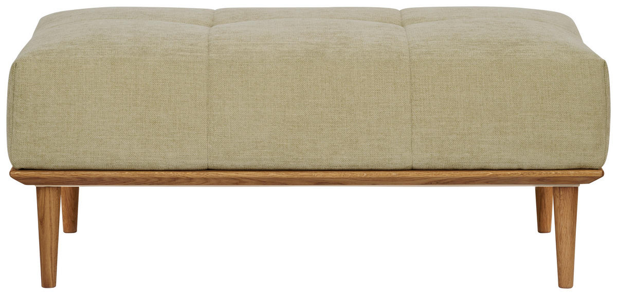 BIGSOFA  in Flachgewebe Grün  - Eichefarben/Grün, Design, Holz/Textil (220/77/120cm) - Joka