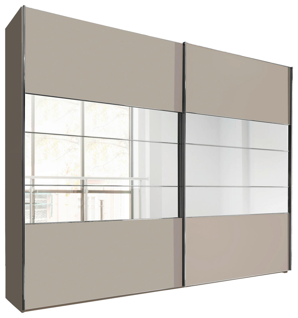 SCHWEBETÜRENSCHRANK 250/236/67 cm 2-türig Champagner  - Chromfarben/Champagner, KONVENTIONELL, Holzwerkstoff/Metall (250/236/67cm) - Voleo