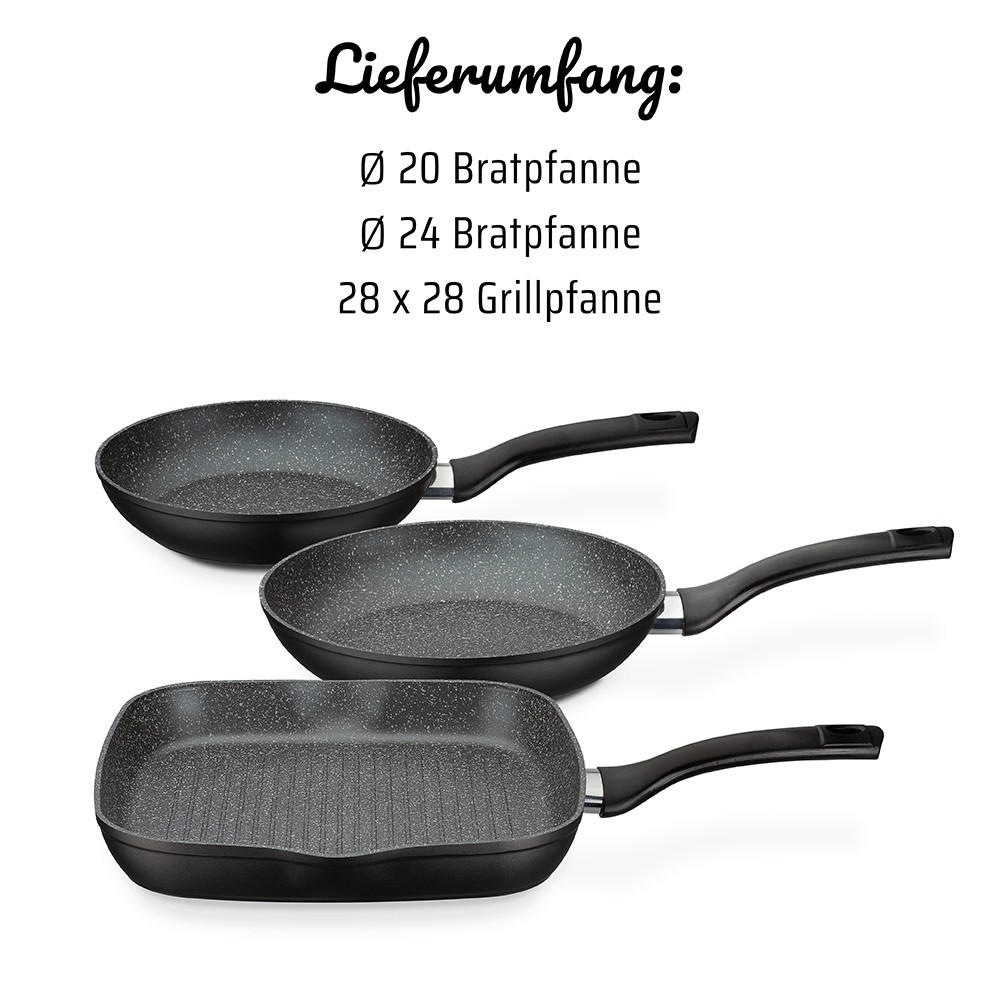 PFANNENSET 3-teilig  - Schwarz, Basics, Metall - GSW