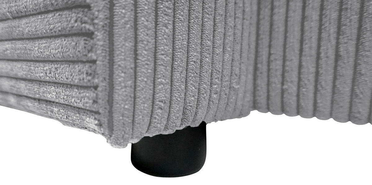 WOHNLANDSCHAFT in Cord Hellgrau  - Hellgrau/Schwarz, Design, Kunststoff/Textil (155/294/155cm) - MID.YOU