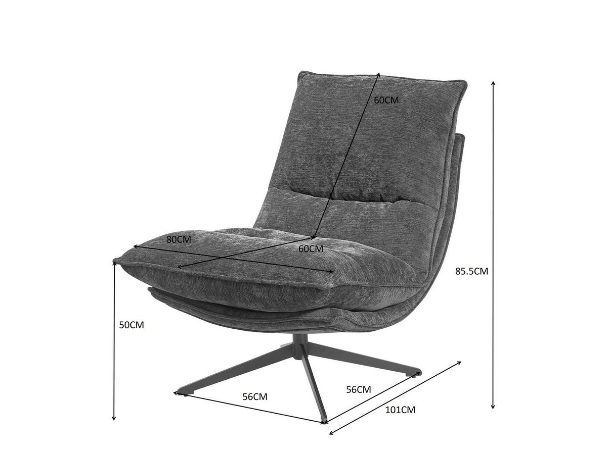SESSEL 76/84/99 cm  in Struktur Schwarz  - Schwarz, Basics, Textil/Metall (76/84/99cm) - Carryhome