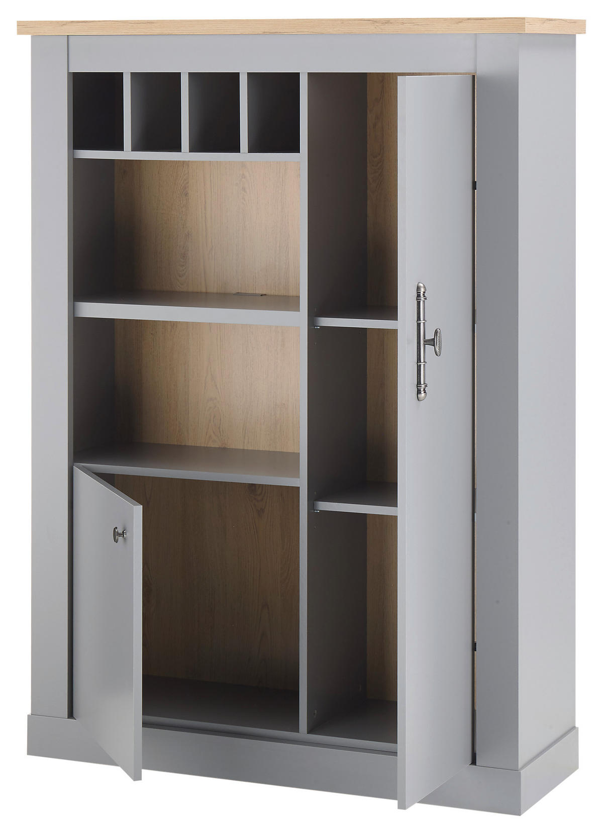 HIGHBOARD  in 103/142/37 cm  - Eichefarben/Silberfarben, Design, Holzwerkstoff/Metall (103/142/37cm) - MID.YOU