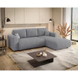 ECKSOFA inkl. Funktionen Hellgrau Cord  - Hellgrau/Schwarz, KONVENTIONELL, Kunststoff/Textil (260/200cm) - Xora