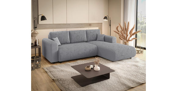 ECKSOFA inkl. Funktionen Hellgrau Cord  - Hellgrau/Schwarz, KONVENTIONELL, Kunststoff/Textil (260/200cm) - Xora