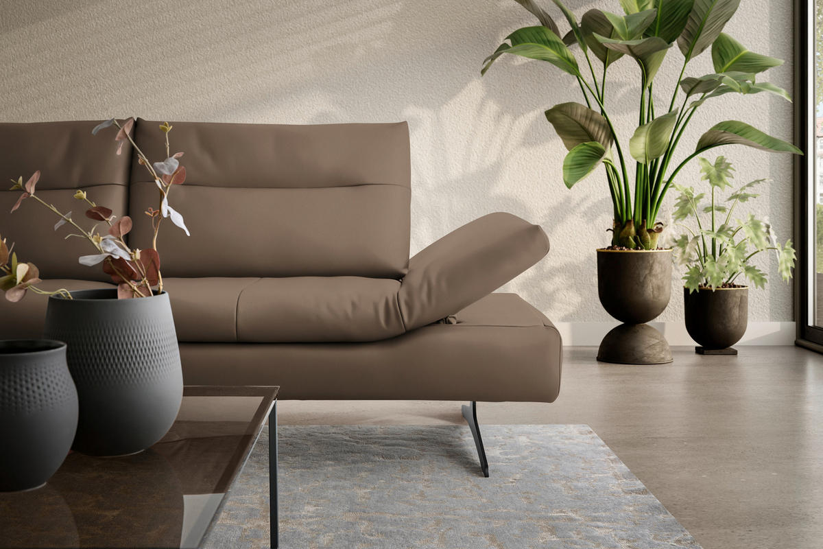 ECKSOFA  in Echtleder Hellbraun  158/342 cm  - Hellbraun/Schwarz, MODERN, Leder/Metall (158/342cm) - Chilliano