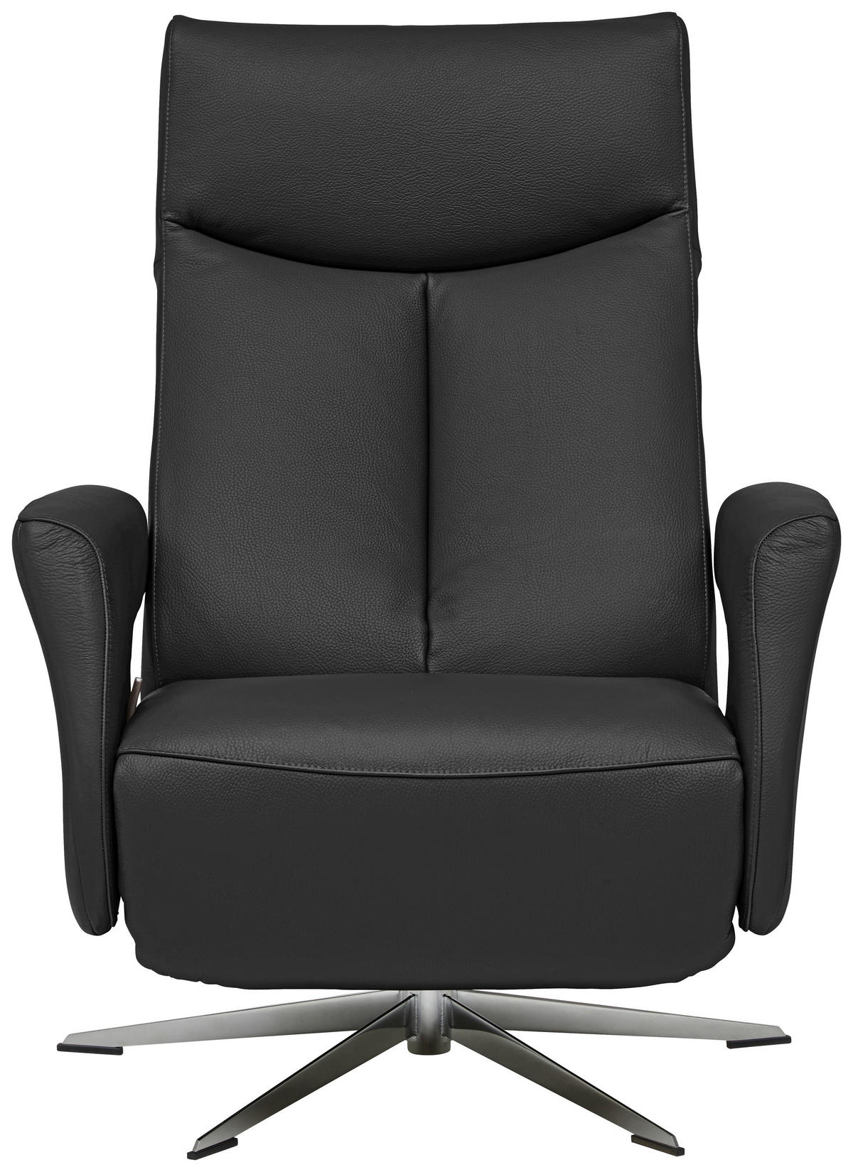 RELAXSESSEL in Leder Anthrazit  - Chromfarben/Anthrazit, Design, Leder/Metall (74/105/82cm) - Welnova