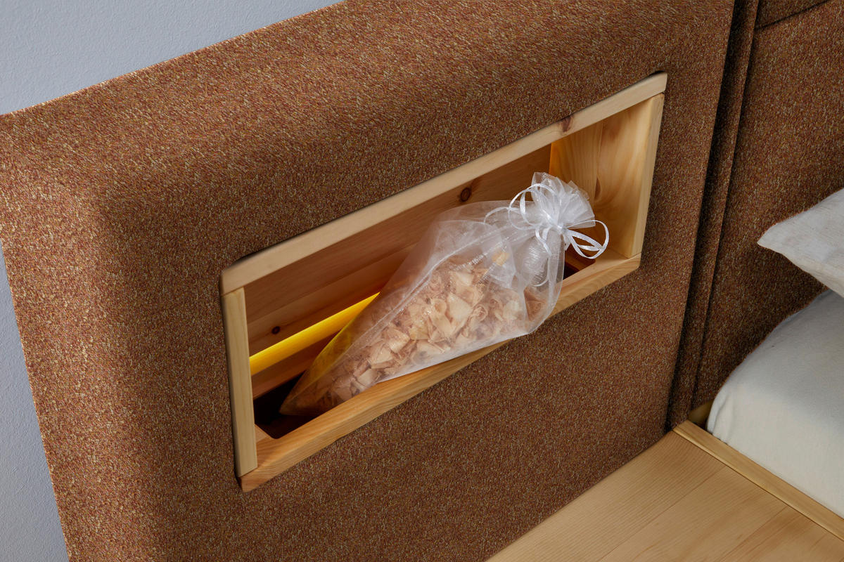 BOXSPRINGBETT 160/200 cm  in Orange, Eichefarben  - Eichefarben/Orange, Natur, Holz/Textil (160/200cm) - Valnatura