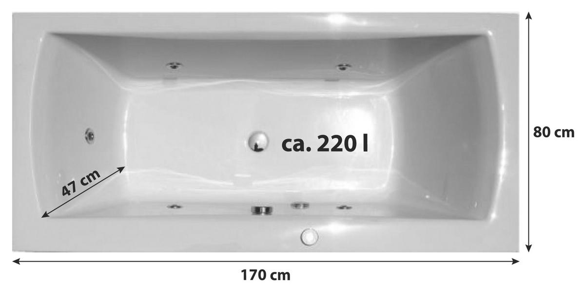 WHIRLPOOL-BADEWANNE Wandmontage   - Weiß, Basics (80/47/170cm)