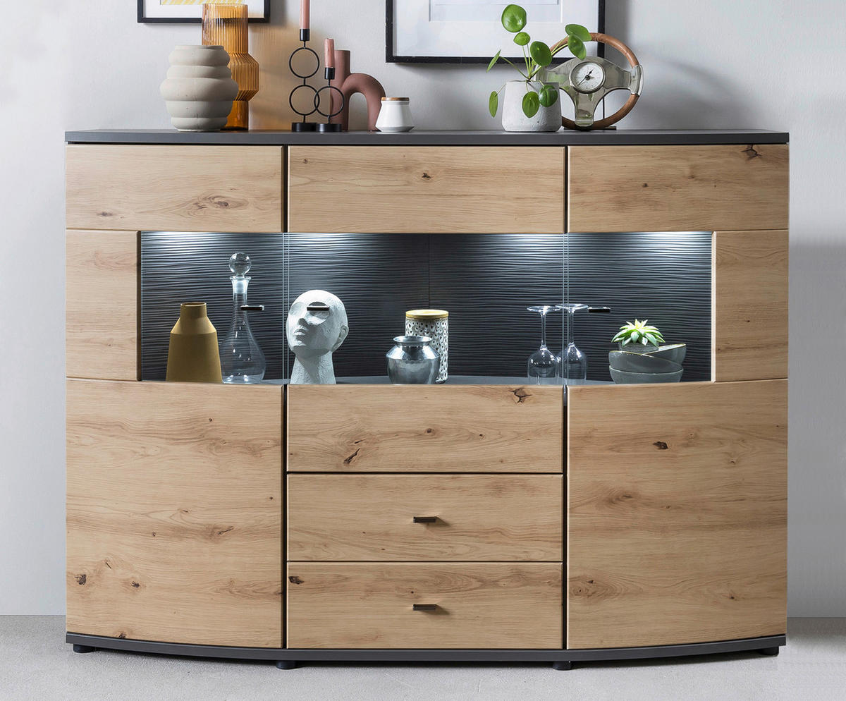 VYSOKÁ KOMODA, hnedá, sivá, 160/117/41,6 cm - hnedá/čierna, Lifestyle, kov/kompozitné drevo (160/117/41,6cm) - Livetastic