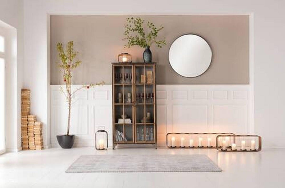 VITRINE in massiv Pappel Grau, Naturfarben, Hellbraun  - Hellbraun/Naturfarben, Design, Glas/Holz (97/187/39cm) - Kare-Design