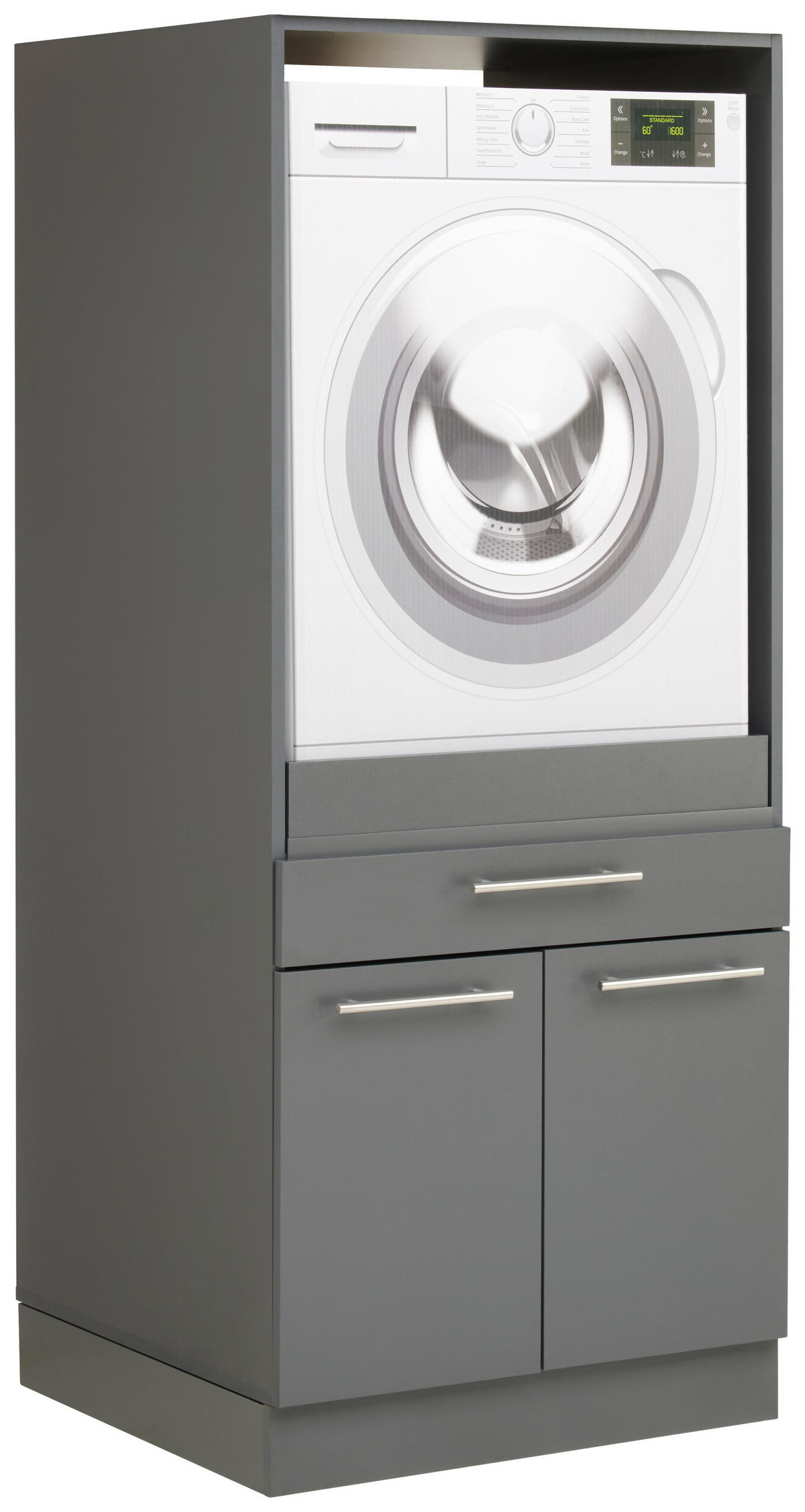 WASCHMASCHINENSCHRANK 67,5/162/67,5 cm  in Anthrazit  - Anthrazit/Silberfarben, Design, Holzwerkstoff/Kunststoff (67,5/162/67,5cm)