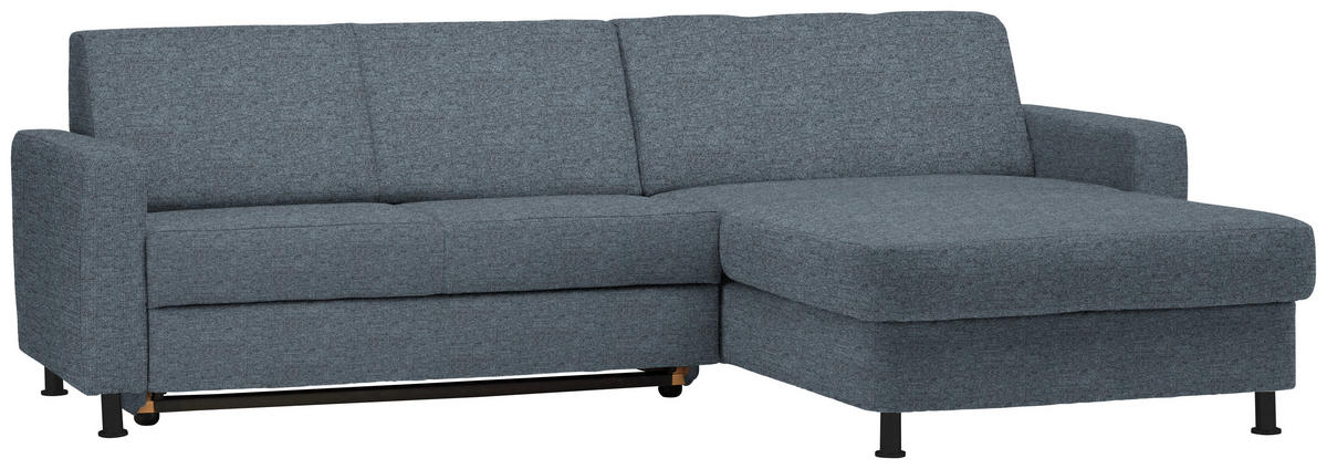 ECKSOFA in Webstoff Blaugrau  - Blaugrau/Schwarz, Design, Kunststoff/Textil (257/165cm) - Xora