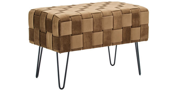 HOCKERBANK 72/49/42 cm Samt Braun - Schwarz/Braun, Trend, Textil/Metall (72/49/42cm) - Xora