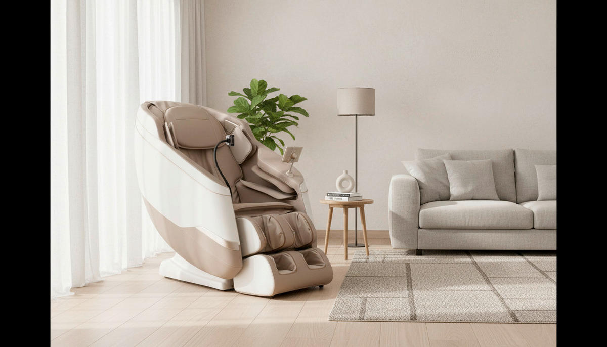 MASSAGESESSEL M Series  mit Lederlook Weiß, Hellbraun Relaxfunktion, Liegefunktion, Netzbetrieb, Massagefunktion, ausziehbare Fußstütze, automatische Rückholfunktion, Bluetooth-Lautsprecher, inklusive Armlehnen, Nackenkissen abnehmbar Rückenkissen, Nackenstütze, Sitzkissen, Relaxfunktion, Fußteilverstellung, Nackenkissen  - Hellbraun/Schwarz, KONVENTIONELL, Kunststoff/Textil (75,5/113/147,3cm) - Novel