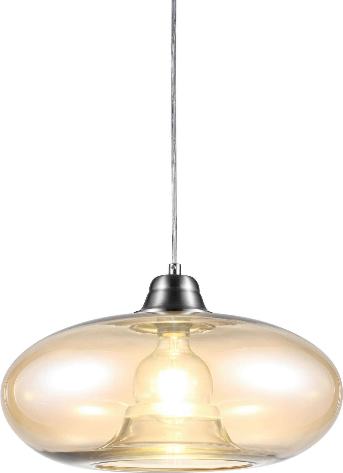HÄNGELEUCHTE 40/150 cm    - Orange/Nickelfarben, Konventionell, Glas/Metall (40/150cm) - Globo