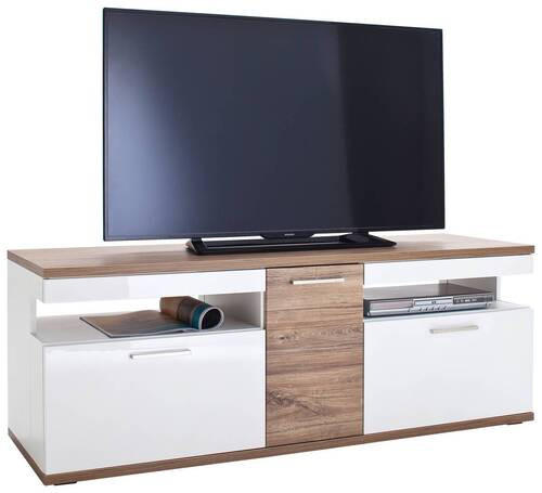 KOMODA POD TELEVIZI, bílá, barvy dubu, 150/55/50 cm - bílá/barvy dubu, Design, kov/kompozitní dřevo (150/55/50cm) - Livetastic