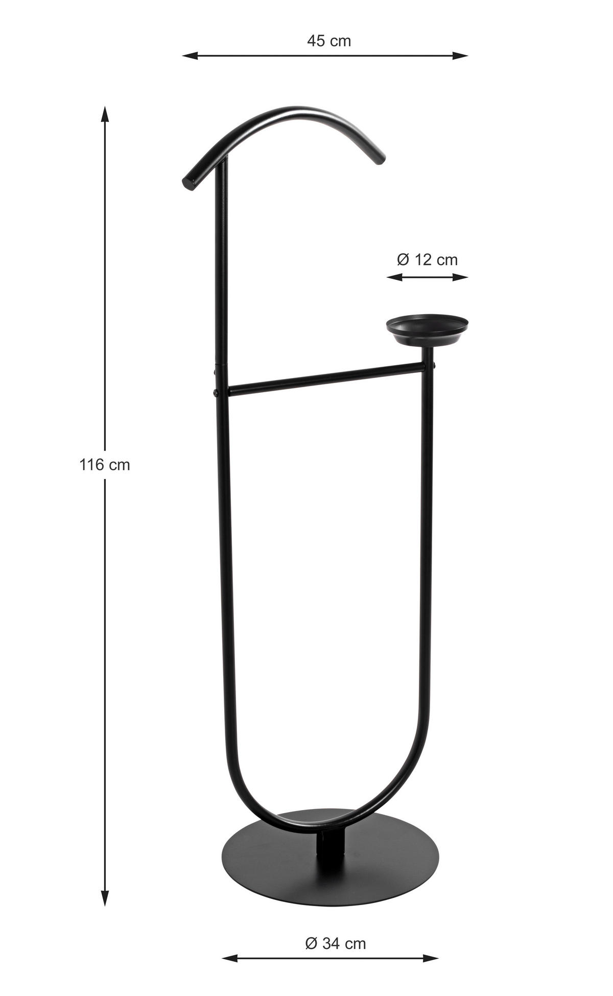 HERRENDIENER in Schwarz 45/116/34 cm   - Schwarz, Basics, Metall (45/116/34cm)