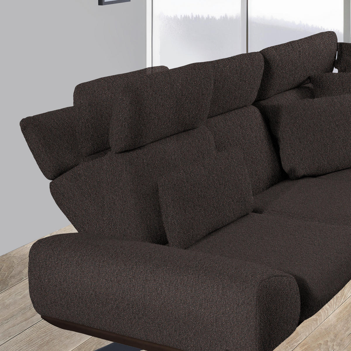 ECKSOFA in Flachgewebe Dunkelbraun  270/239 cm  - Dunkelbraun/Schwarz, Design, Textil/Metall (270/239cm) - Koinor