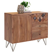 KOMODA, akácie, barvy akácie, bronzová - bronzová/barvy mosazi, Trend, kov/dřevo (105/88/40cm) - Ambia Home