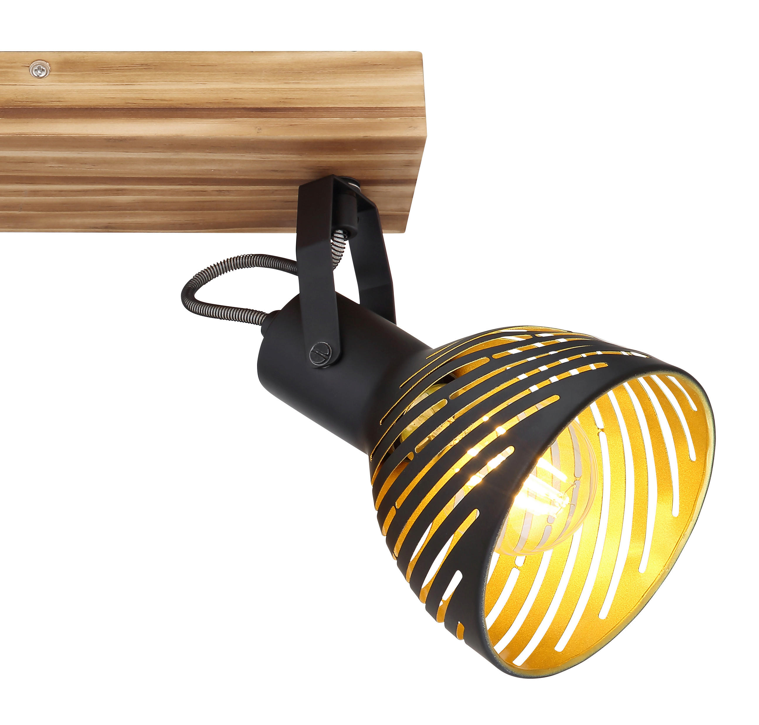 Thumbnail - Globo Strahler Lenna, Schwarz, Gold, Dunkelbraun, Holz, Metall, 12.5x25x30 cm, Lampen & Leuchten, Innenbeleuchtung, Spot...
