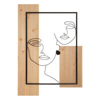 WANDDEKO  63.5/90/2 cm   - Schwarz/Naturfarben, Basics, Holzwerkstoff/Metall (63.5/90/2cm)