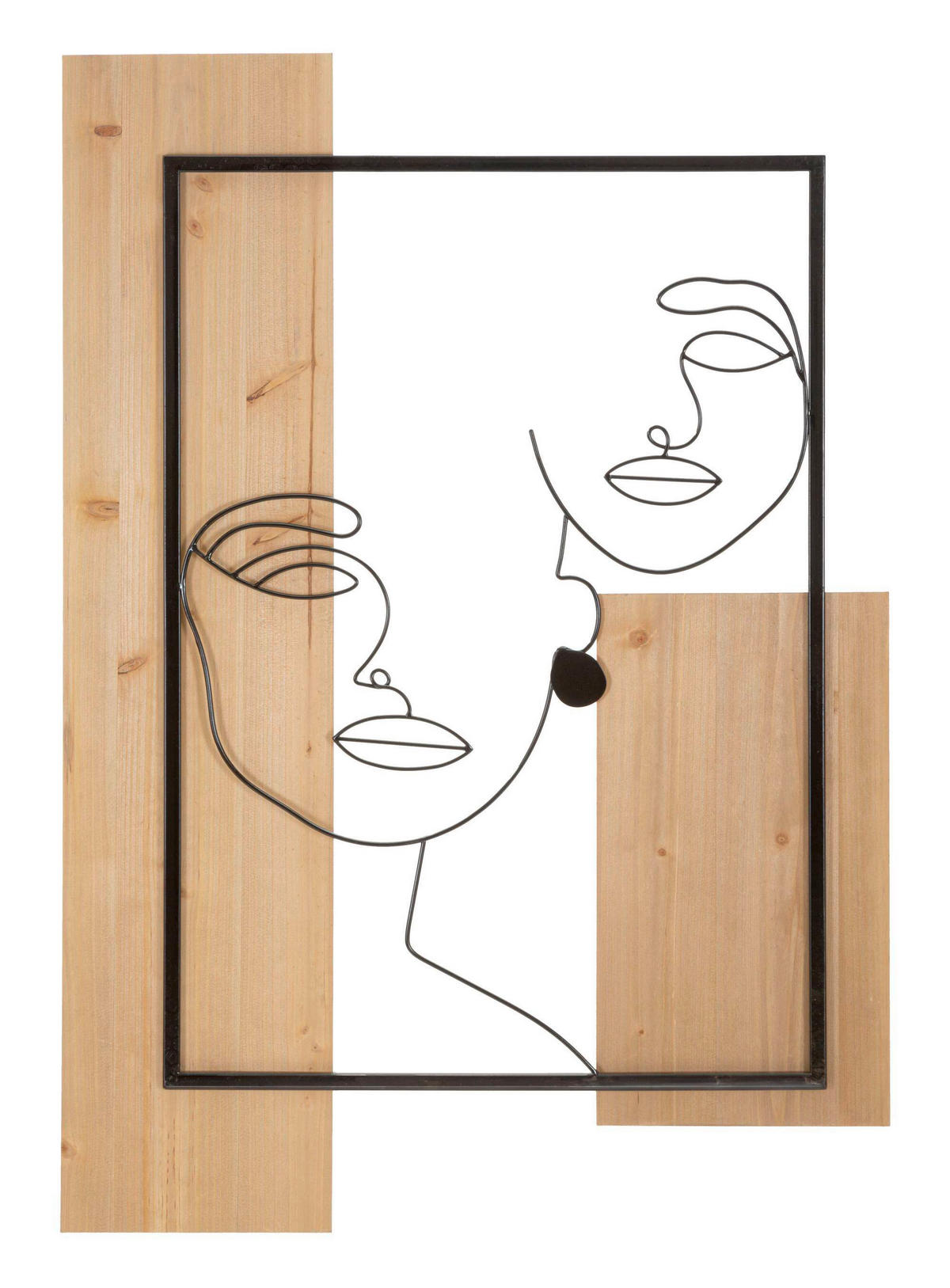 WANDDEKO  63.5/90/2 cm   - Schwarz/Naturfarben, Basics, Holzwerkstoff/Metall (63.5/90/2cm)