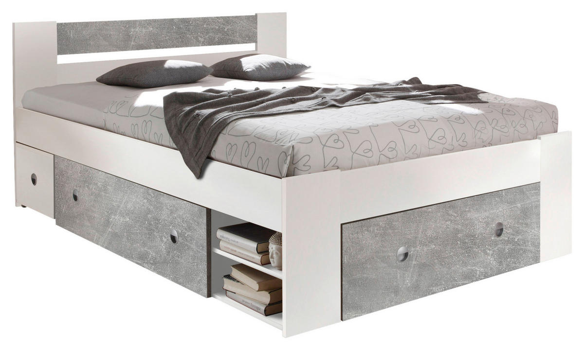 POSTELJNA GARNITURA  140 cm  x  200 cm , siva, bela  - siva/bela, Moderno (140/200cm) - MID.YOU