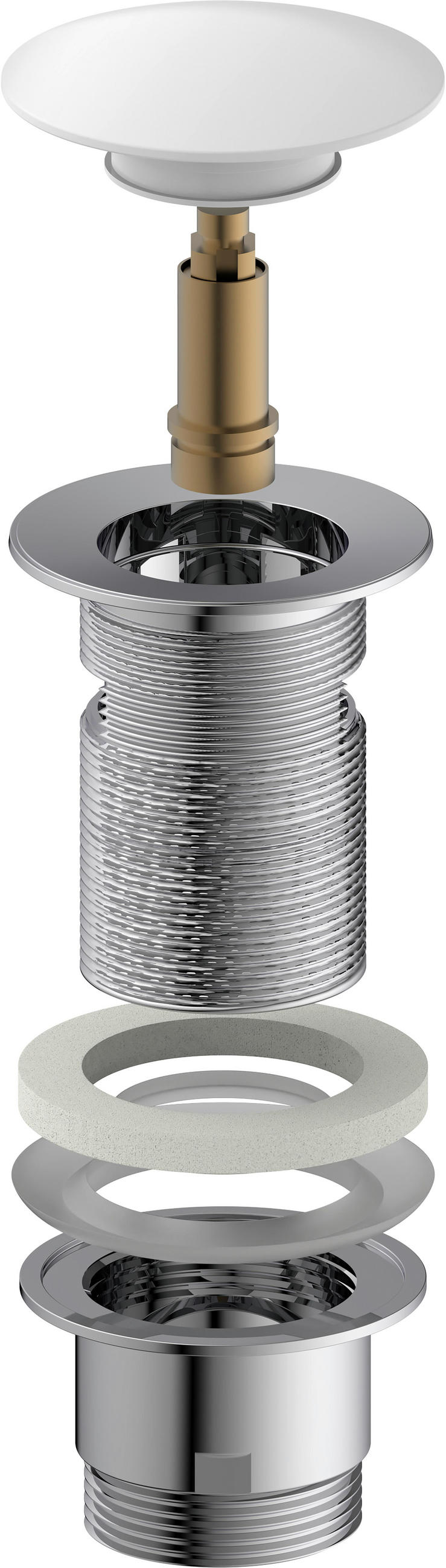 ABLAUFVENTIL  - Chromfarben/Weiß, Basics, Metall (6,5cm) - Schütte