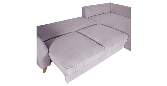ECKSOFA Grau Cord  - Buchefarben/Grau, Design, Holz/Textil (271/165cm) - Carryhome