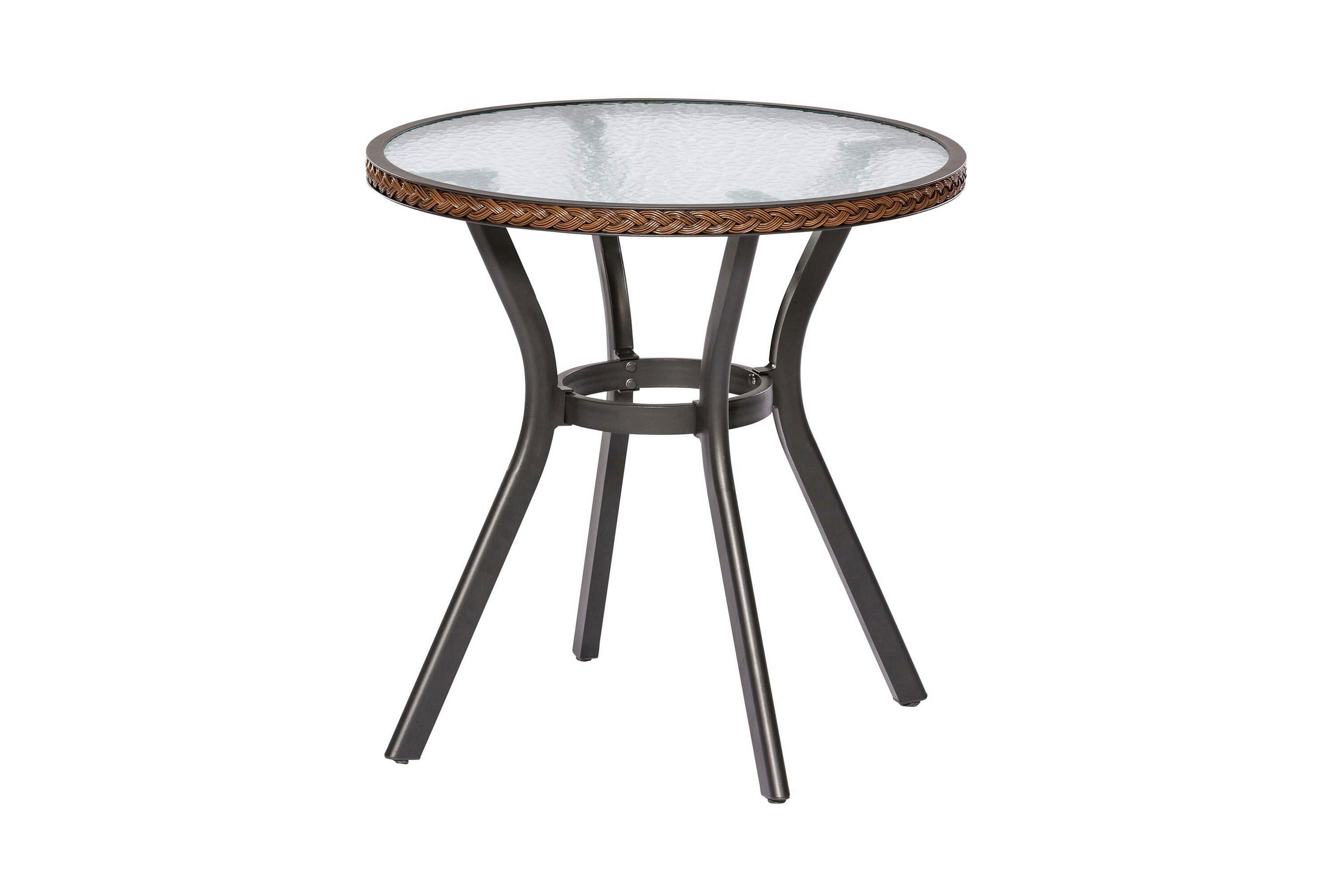 GARTENTISCH 72/72/73 cm Metall, Kunststoff, Glas rund  - Dunkelbraun/Graphitfarben, KONVENTIONELL, Glas/Kunststoff (72/72/73cm) - Gardenson
