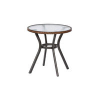GARTENTISCH 72/72/73 cm Metall, Kunststoff, Glas rund  - Dunkelbraun/Graphitfarben, KONVENTIONELL, Glas/Kunststoff (72/72/73cm) - Gardenson