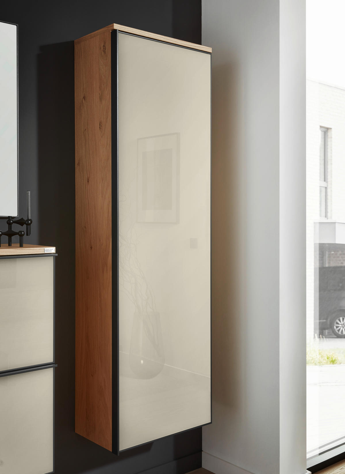 GARDEROBENSCHRANK  in 54/170/31 cm  - Eichefarben/Anthrazit, Design, Glas/Holz (54/170/31cm) - Dieter Knoll