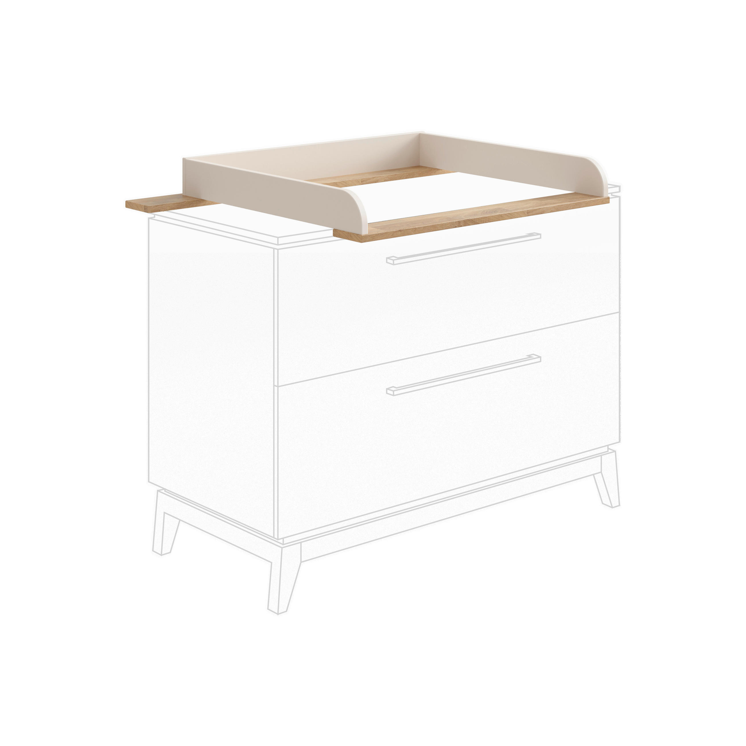 WICKELAUFSATZ Stiene - Eichefarben/Beige, Basics, Holzwerkstoff (123,30/12,30/80,00cm) - Paidi