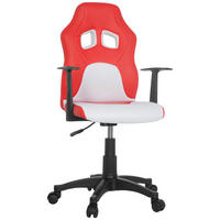 OTOČNÁ ŽIDLE PRO MLÁDEŽ, vzhled kůže, síťovina, červená, bílá - bílá/černá, Moderní, textil/plast (54/105/48cm) - MID.YOU