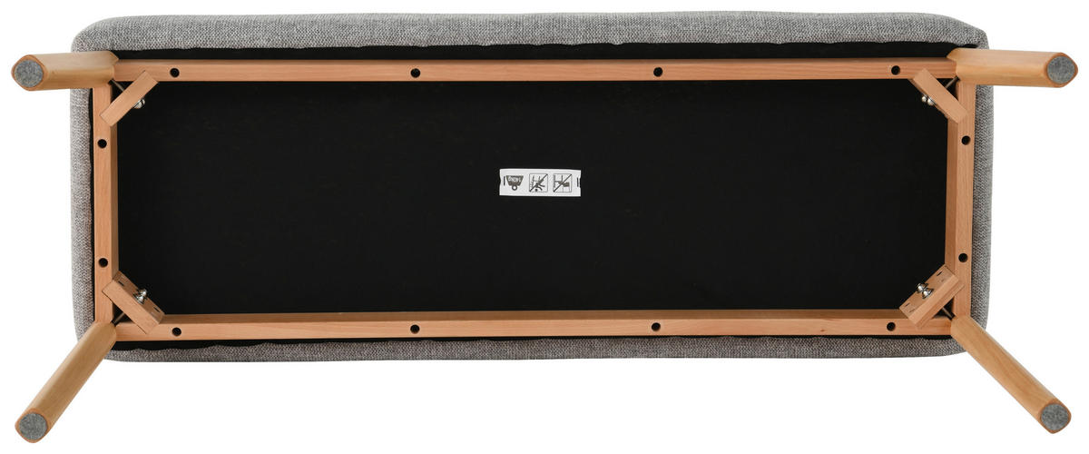 GARDEROBENBANK - Eichefarben/Grau, Design, Holz/Textil (100/48/36cm) - MID.YOU
