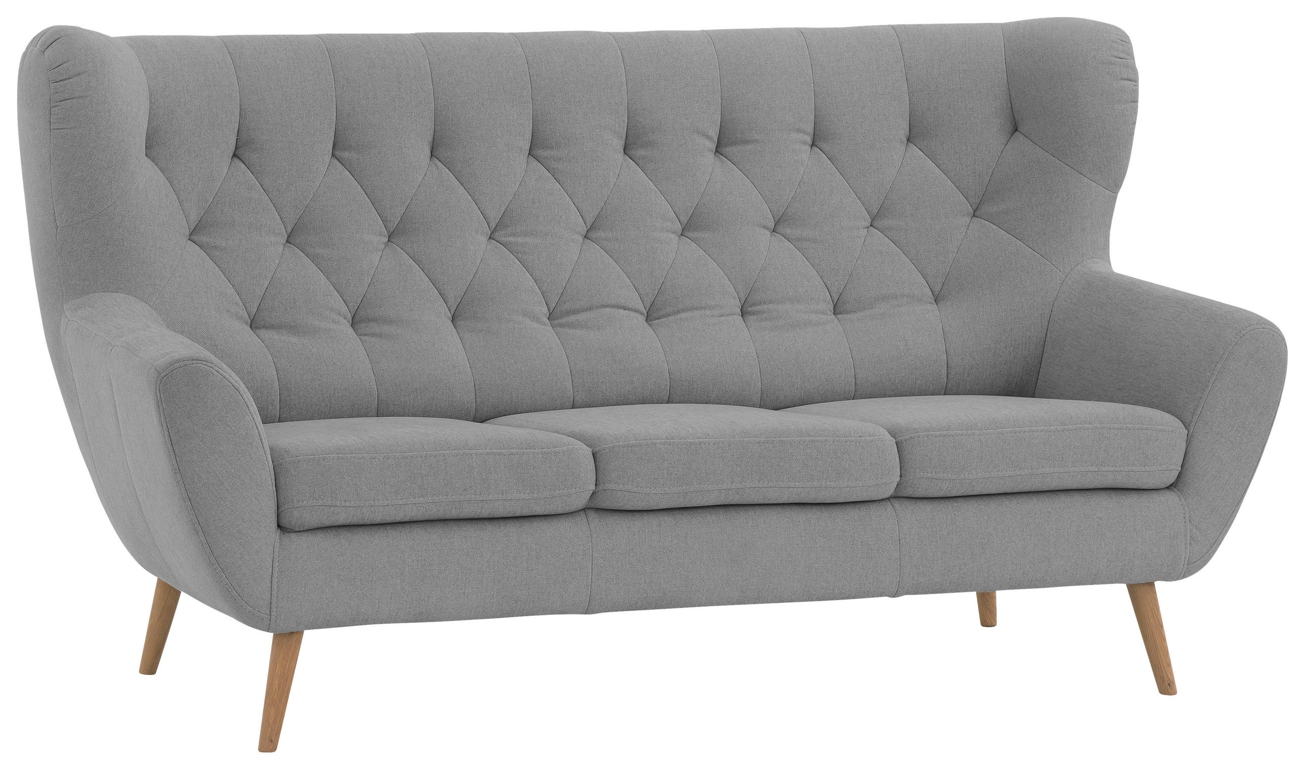 DREISITZER-SOFA Flachgewebe Grau  - Grau, Design, Holz/Textil (187/101/95cm) - Stylife