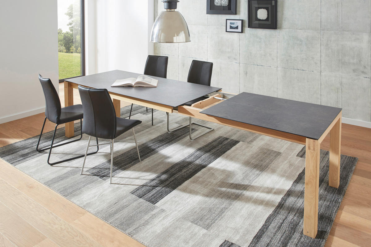 ESSTISCH Graphitfarben, Eichefarben rechteckig  ausziehbar, in verschiedenen Größen erhältlich, in verschiedenen Holzarten erhältlich, Variantenauswahl  - Eichefarben/Graphitfarben, Design, Holz/Kunststoff (180-280/90/75cm) - Dieter Knoll
