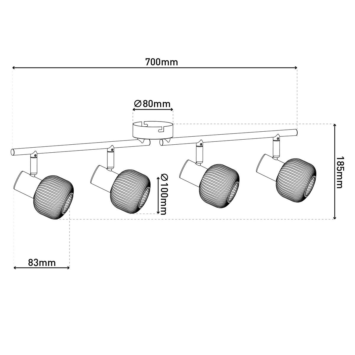 DECKENSTRAHLER LEARTA 70/10/18,5 cm   - Messingfarben/Weiß, LIFESTYLE, Glas/Metall (70/10/18,5cm) - Näve