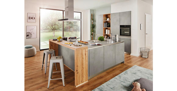 EINBAUKÜCHE   - Grau, Basics, Holzwerkstoff - Novel