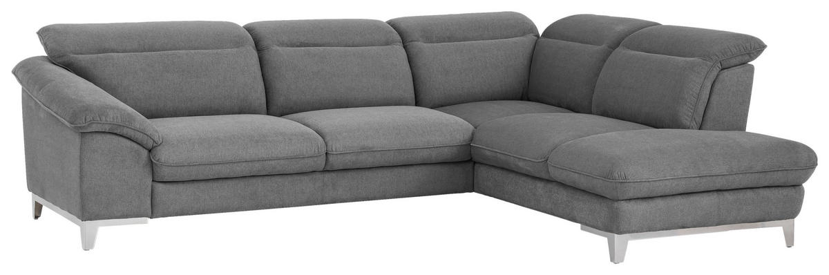 ECKSOFA in Chenille Grau  293/232 cm  - Chromfarben/Grau, Design, Textil/Metall (293/232cm) - Livetastic