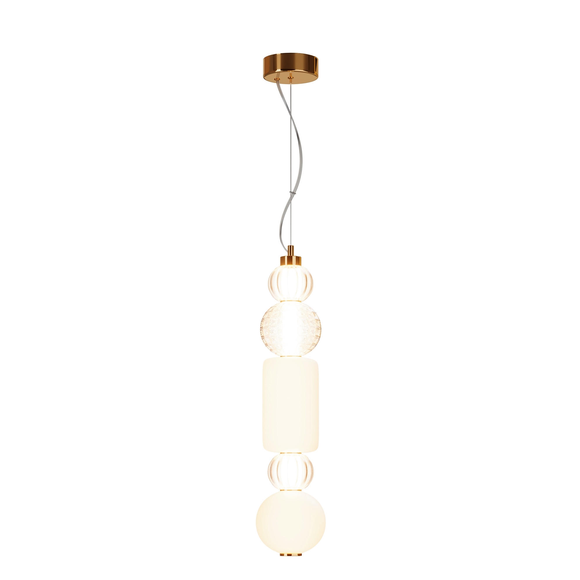 PENDELLAMPA Pendant 14.7/65,3 cm  - guldfärgad/transparent, Trend, metall/glas (14.7/65,3cm) - MAYTONI