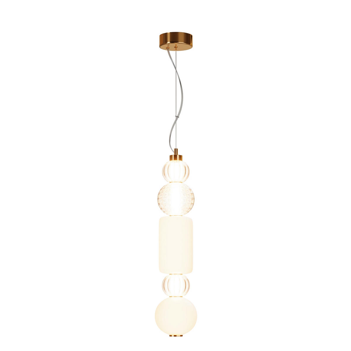 PENDELLAMPA Pendant 14.7/65,3 cm  - guldfärgad/transparent, Trend, metall/glas (14.7/65,3cm) - MAYTONI
