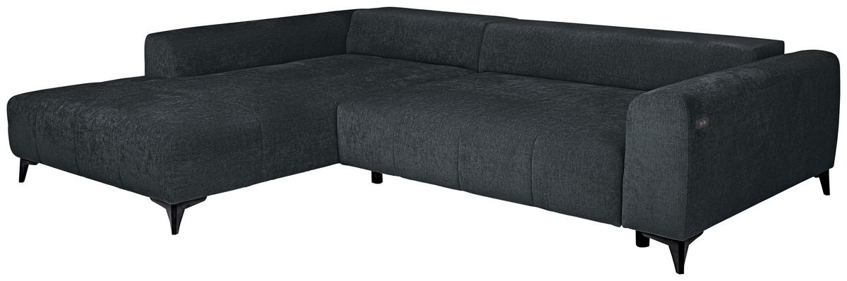 HÖRNSOFFA i chenille mörkgrå  - mörkgrå/svart, Klassisk, textil/plast (222/279cm) - MID.YOU