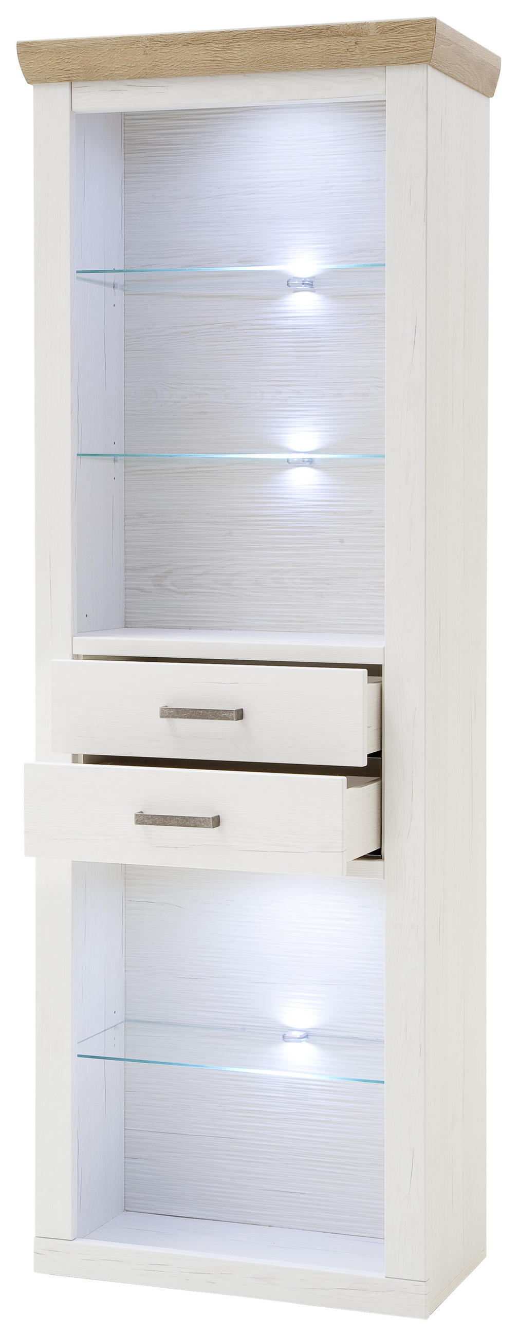 REGAL  73/210/40 cm Eichefarben, Pinienfarben  - Eichefarben/Pinienfarben, Lifestyle, Glas/Holzwerkstoff (73/210/40cm) - Livetastic