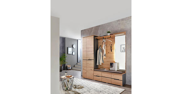GARDEROBENBANK in 120,3/48/38 cm - Graphitfarben/Eiche Artisan, Design, Holzwerkstoff/Textil (120,3/48/38cm) - Voleo