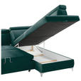 ECKSOFA  in Samt Grün  - Chromfarben/Grün, KONVENTIONELL, Textil/Metall (271/206cm) - Carryhome