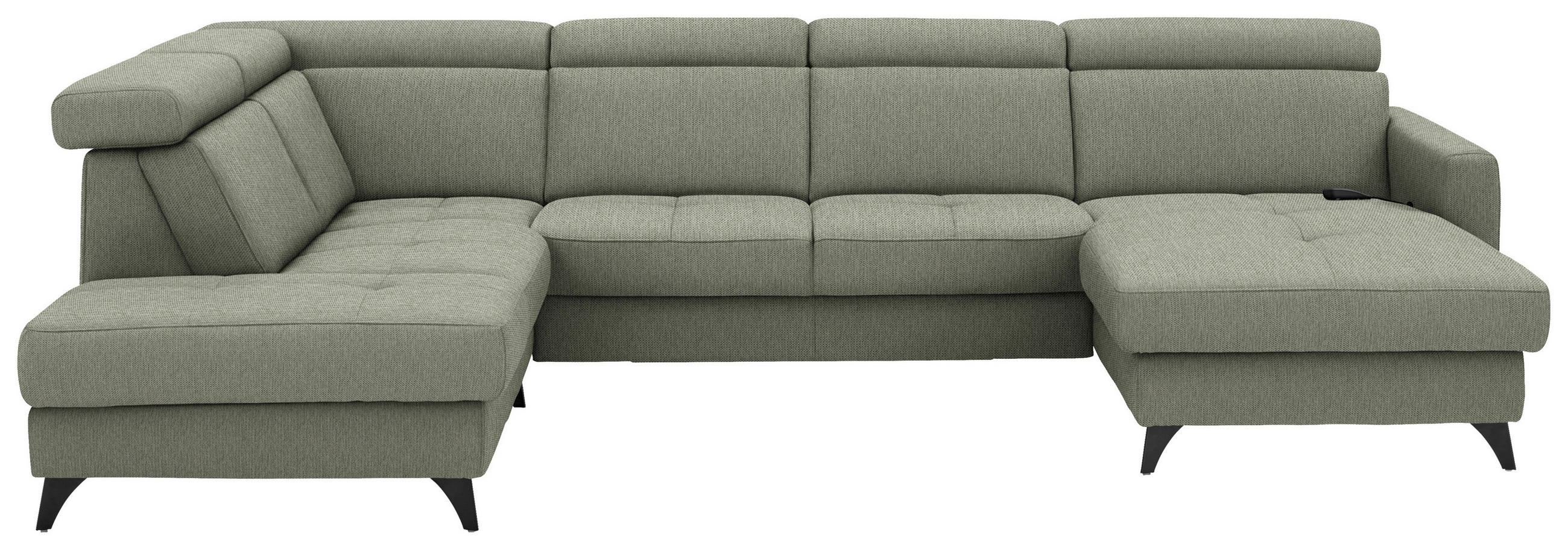WOHNLANDSCHAFT Flachgewebe Grün  - Schwarz/Grün, Konventionell, Textil/Metall (215/333/174cm) - Beldomo System