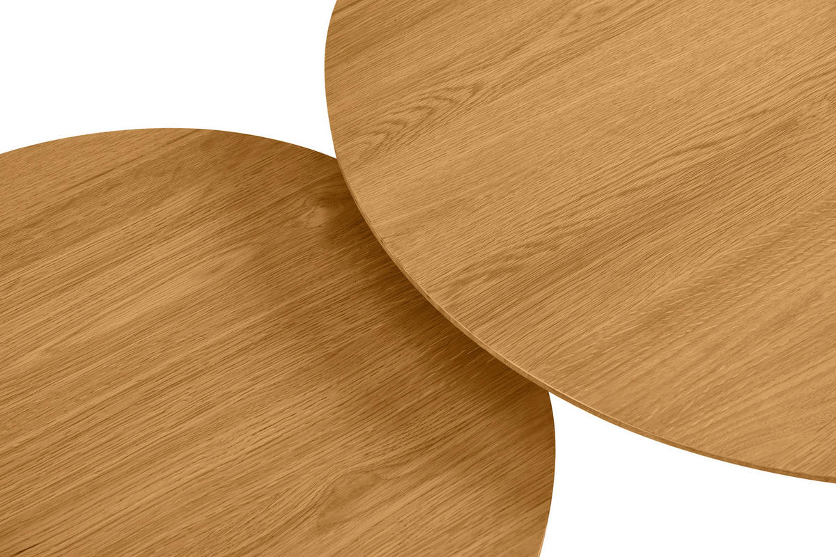 COUCHTISCHSET Eiche furniert, massiv rund Eichefarben  - Eichefarben, Design, Holz/Holzwerkstoff (80/60/80/60/45/40cm) - Carryhome